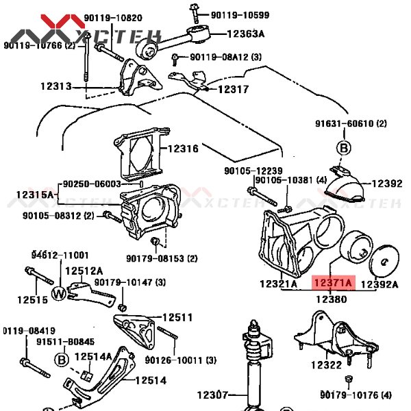 12371-0T010 Engine Mounting For Toyota2 12371-0T010 Engine Mounting For Toyota